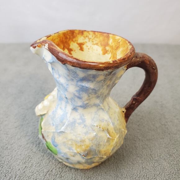 Vintage Dulane Hand Painted Ceramic Minature Pitcher Floral Accents Italy Made - Picture 2 of 9